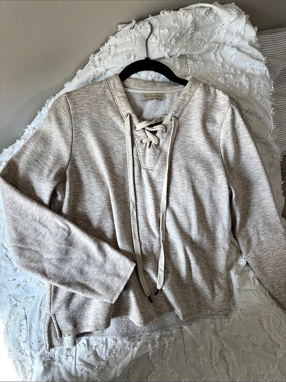 Hologram Women's Lace-Up Hoodie Beige Like New